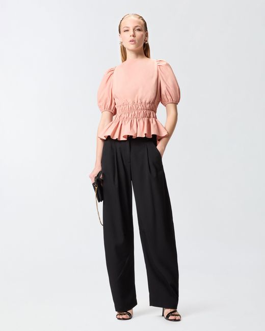 Pinko Pink Cropped Top With Ruffles And Open Back