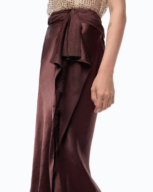 Pinko Red Asymmetric Midi Skirt