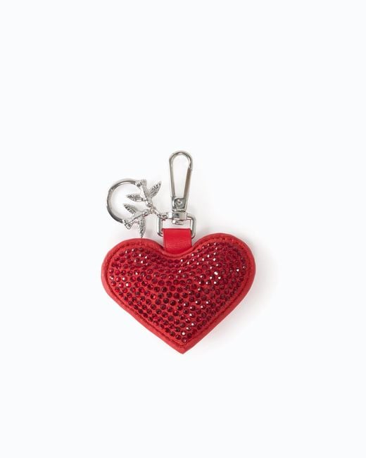 Pinko Red Keyring Charm With Heart And Rhinestones