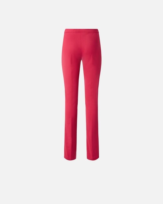 Pinko Red Satin Trousers With Adjustable Hem Slit Detail