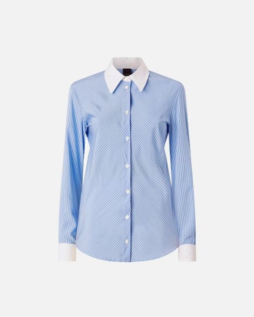 Pinko Blue Shirt With Contrasting Collar And Cuffs