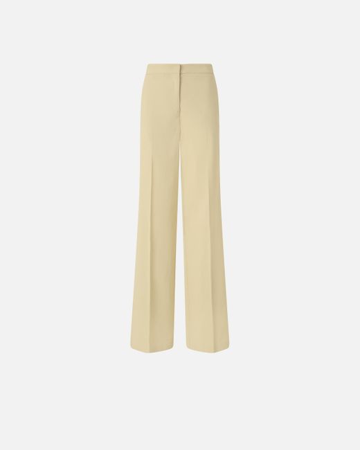 Pantalones Con Pliegue De Lino Elástico Pinko de color White