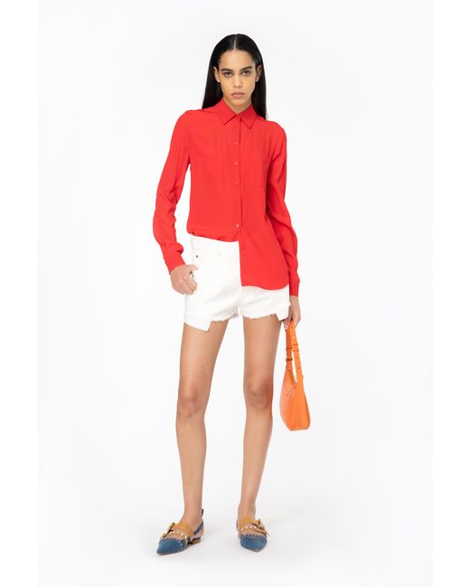 Pinko Red Silk-blend Shirt With Breast Pocket