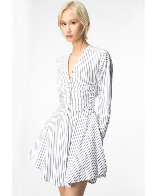 Pinko White Vertical-striped Shirt Dress