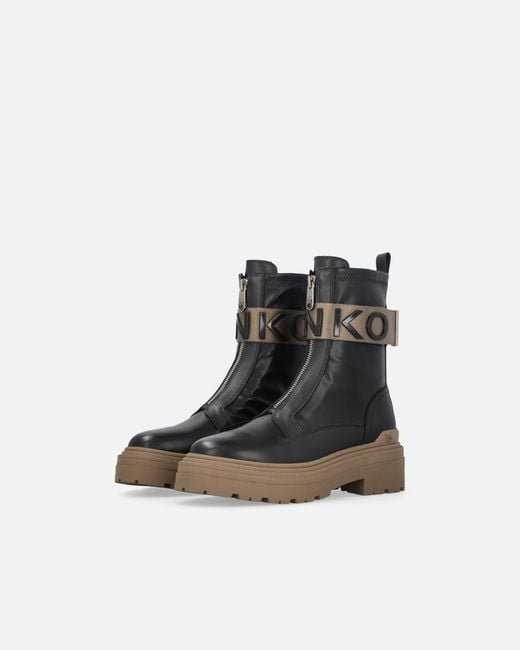 Pinko White Platform Boots With Lettering Logo