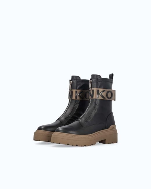Pinko White Platform Boots With Lettering Logo
