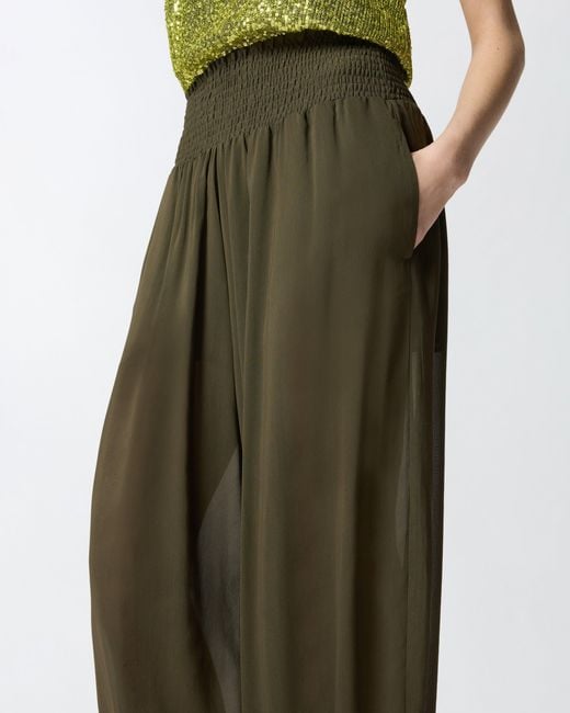 Pinko Green Semi-Sheer Balloon-Fit Trousers