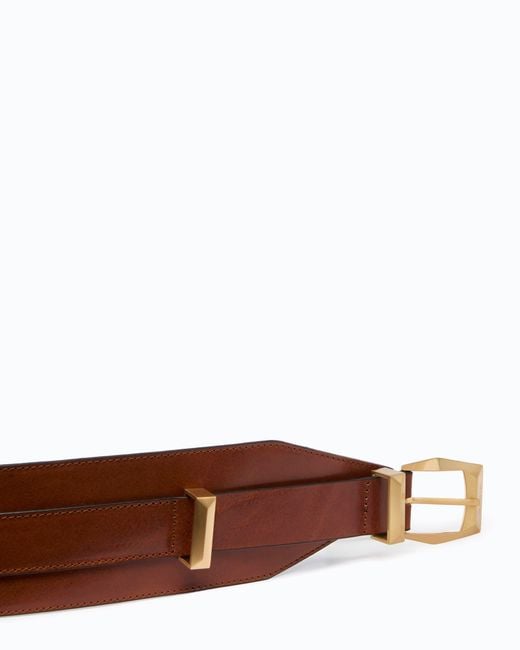 Pinko Brown Layered Leather Belt, 7 Cm