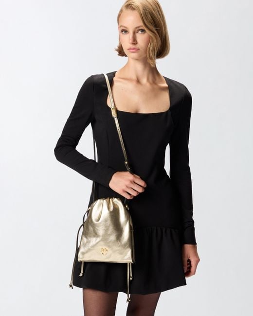 Borsa A Spalla Mini Slouchy Bag di Pinko in Natural