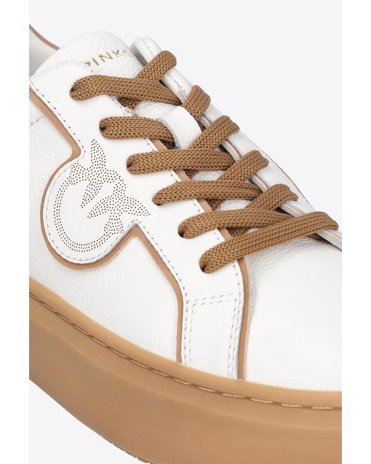 Pinko White Leather Sneakers With Contrasting Details