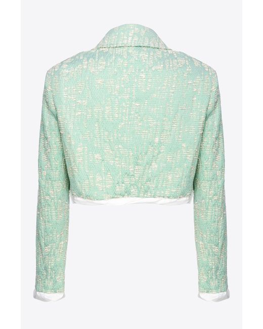 Pinko Green Short Basketweave Lurex Jacket