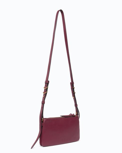 Pinko Purple Leather Mini Double Bag With Shoulder Strap