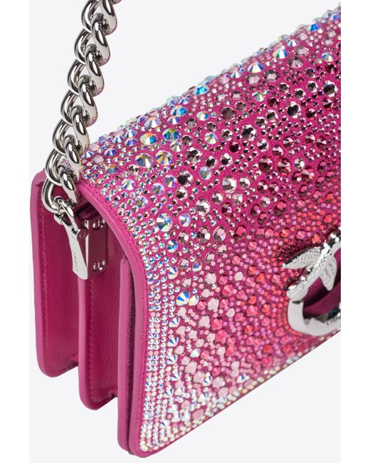 Pinko Pink Galleria Full-Rhinestone Mini Love Bag Click