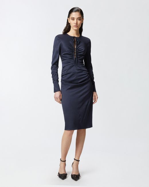 Pinko Blue Midi Dress With Metal Hooks