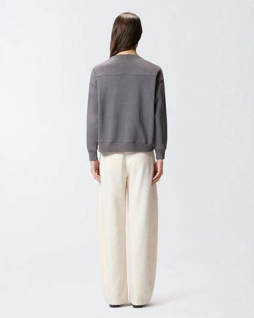 Pinko Gray Sweatshirt With Love Birds Jewel Maxi Embroidery
