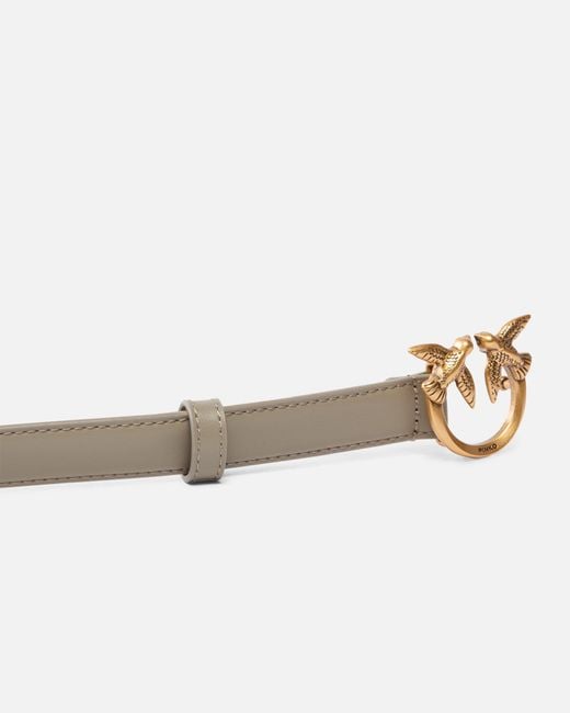 Pinko White Love Birds Thin Leather Belt 2Cm