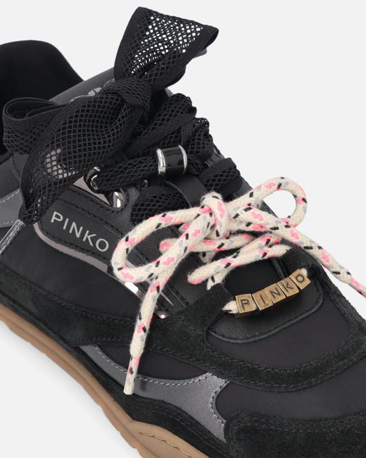Pinko White Sneakers With Double Laces And Logo Details