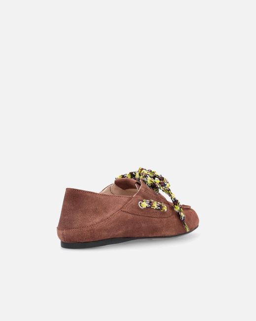 Pinko White Suede Moccasins With Multicoloured Laces