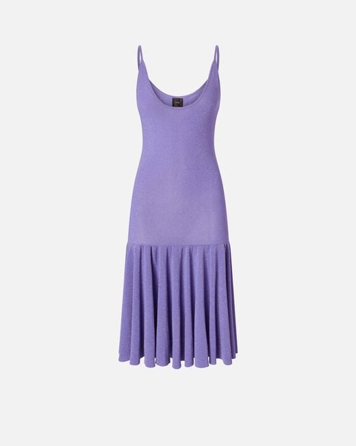 Pinko Purple Mini Dress With Shoulder Straps And Pleats