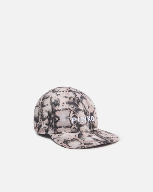 Pinko White Cap With Peak And Snake Print