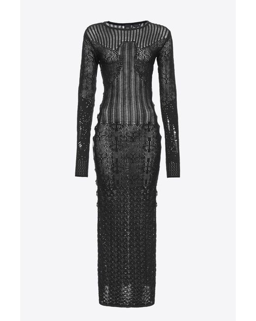 Pinko Black Long Crochet Dress