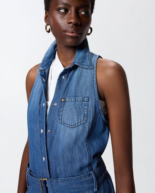 Pinko Blue Denim Jumpsuit With Belt