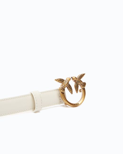 Pinko White Love Berry H2 Belt.Low Calf Ss26