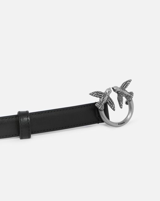 Pinko White Love Birds Thin Leather Belt 2Cm