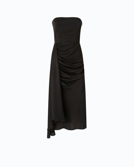 Pinko Black Sleeveless Satin Midi Dress