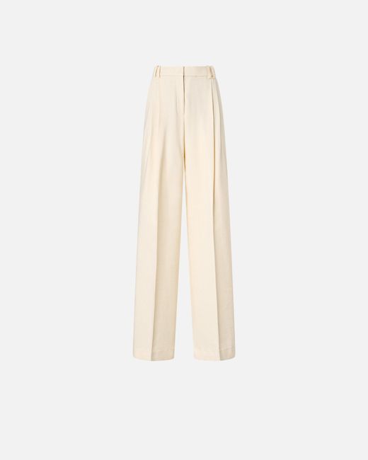 Pinko White Straight-Cut Trousers With Pressed Pleat Detail