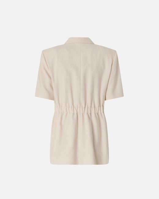 Pinko Natural Short-Sleeved Jacket With Elasticated Waist