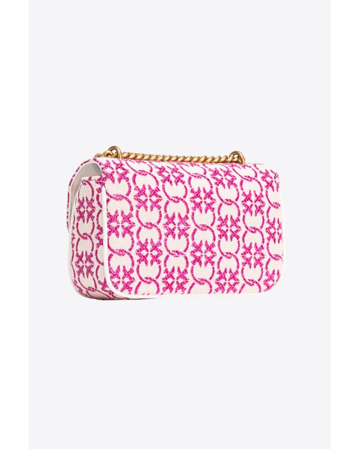 Pinko Pink Mini Love Bag With Shoulder Strap And Jacquard Logo