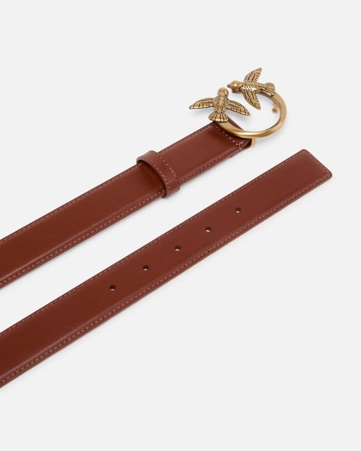 Pinko White Love Birds Leather Belt 3Cm