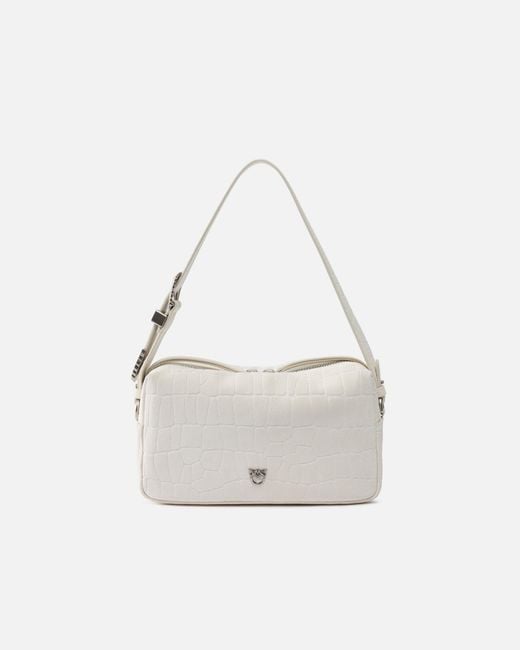 Pinko White Medium Crossbody Bowler Bag