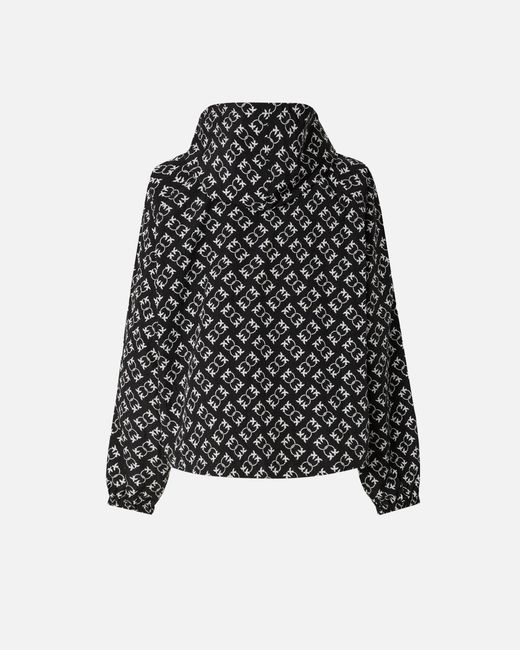 Pinko Black Sporty Jacket With All-Over Love Birds Logo