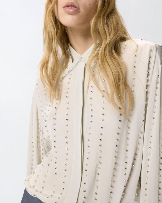 Pinko White Lightweight Shirt With Jewel Stripes