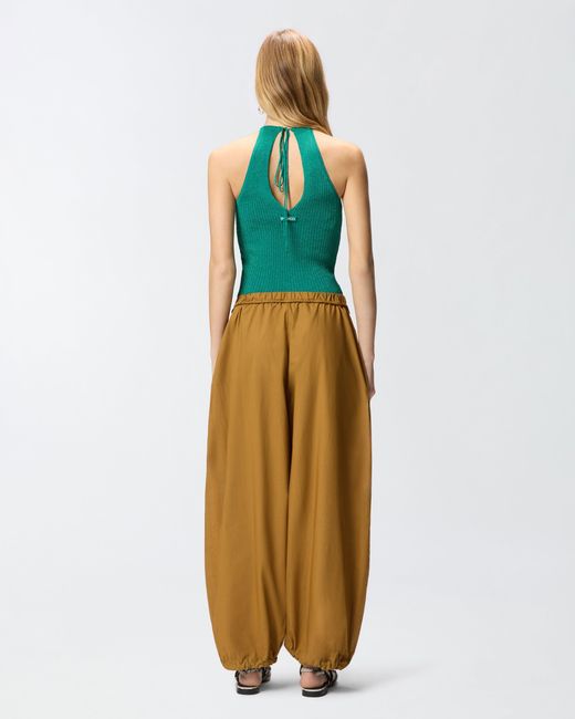 Pinko Green Off-The-Shoulder Top With Neck Fastening
