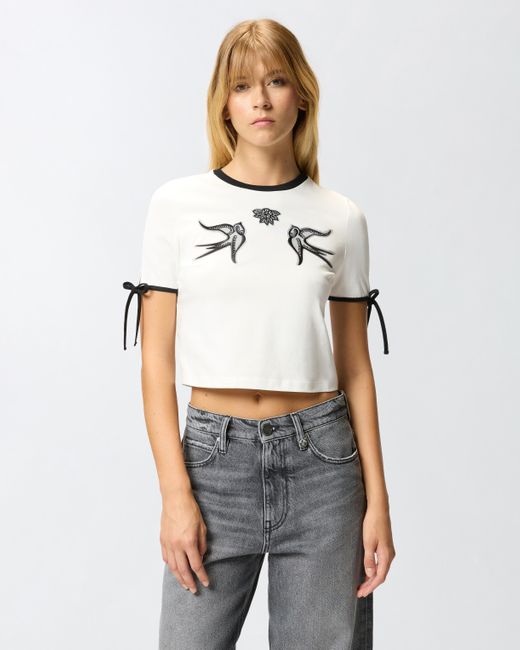 Pinko Natural Cropped Love Birds T-shirt