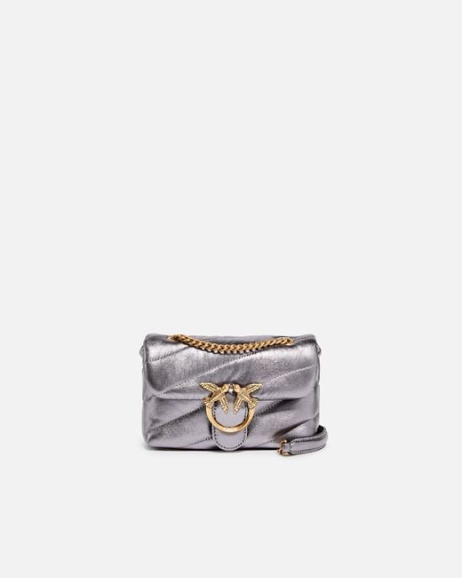 Pinko White Baby Love Bag Puff Laminated Nappa Leather Crossbody Bag
