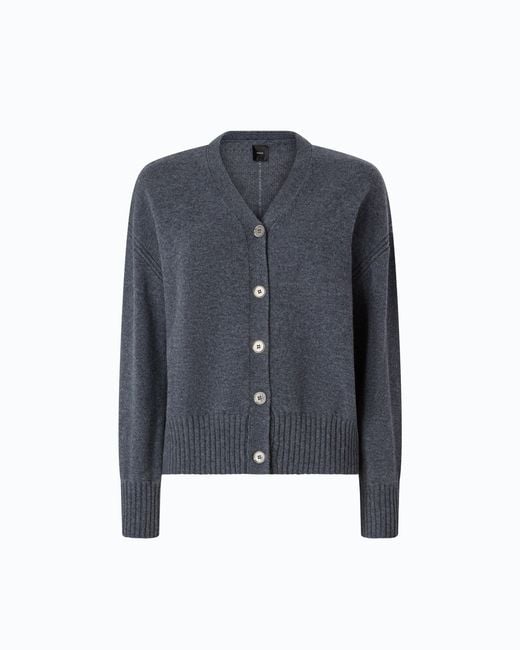 Pinko Blue Wool And Cashmere Cardigan