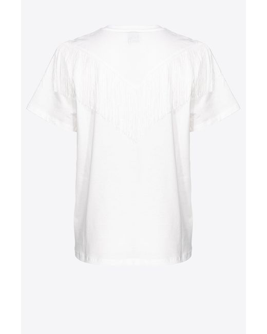 Pinko White T-shirt With Fine Fringing
