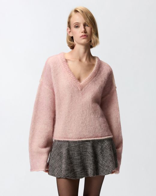 Pinko Pink Wide-fitting Mohair- And Wool-blend Sweater
