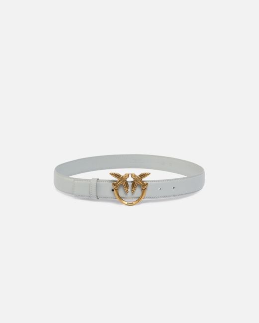 Pinko White Love Birds Leather Belt 3Cm