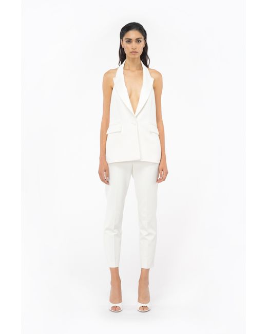 Pinko White Single-breasted Blazer With Back Detail