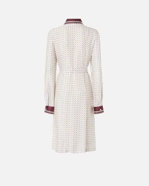 Pinko White Midi Shirt Dress With Tie Print