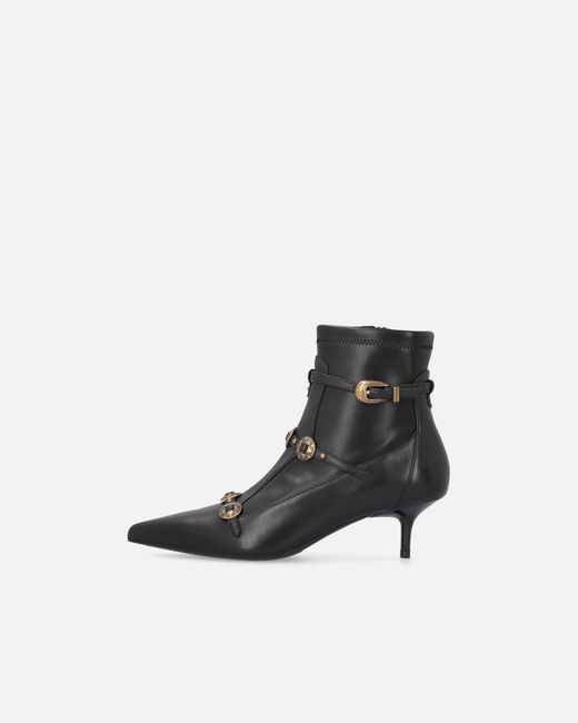 Pinko White Boots With Straps And Jewel Studs