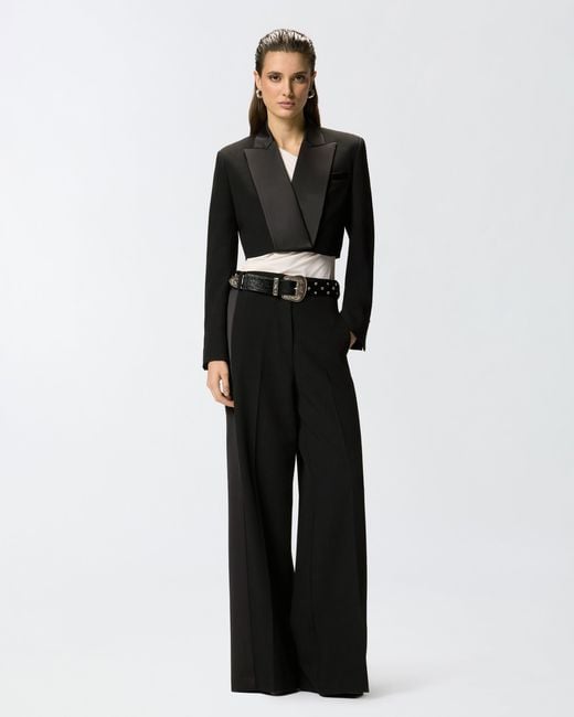 Pinko Black Cropped Jacket With Satin Details