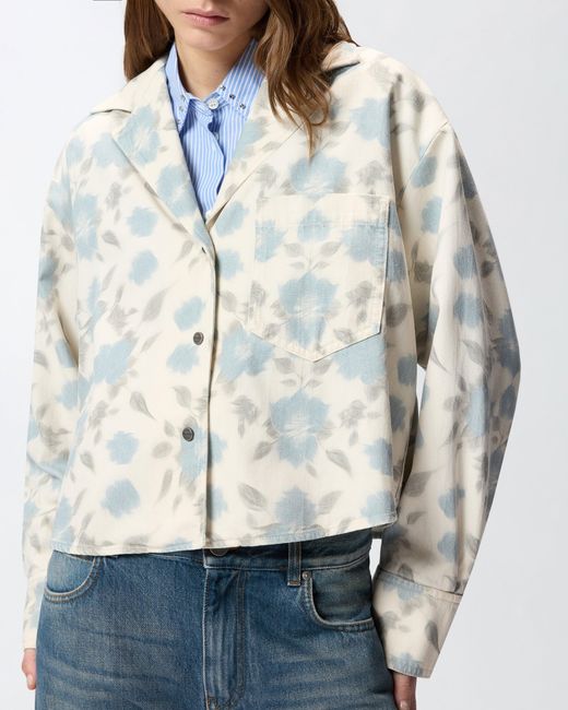 Pinko White Lightweight Boxy Shirt With Floral Print