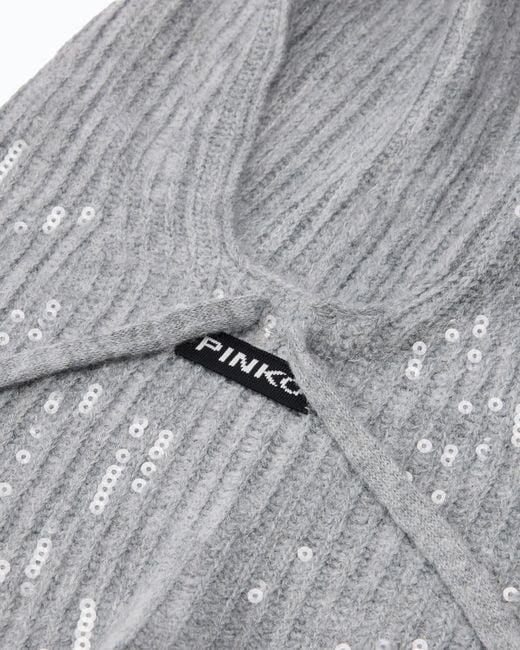 Pinko Gray Balaclava With Drawstring And Sequins