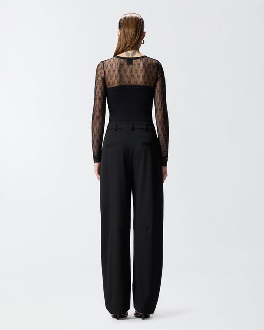 Pinko Black Jersey Sweater With Love Birds Logo Lace